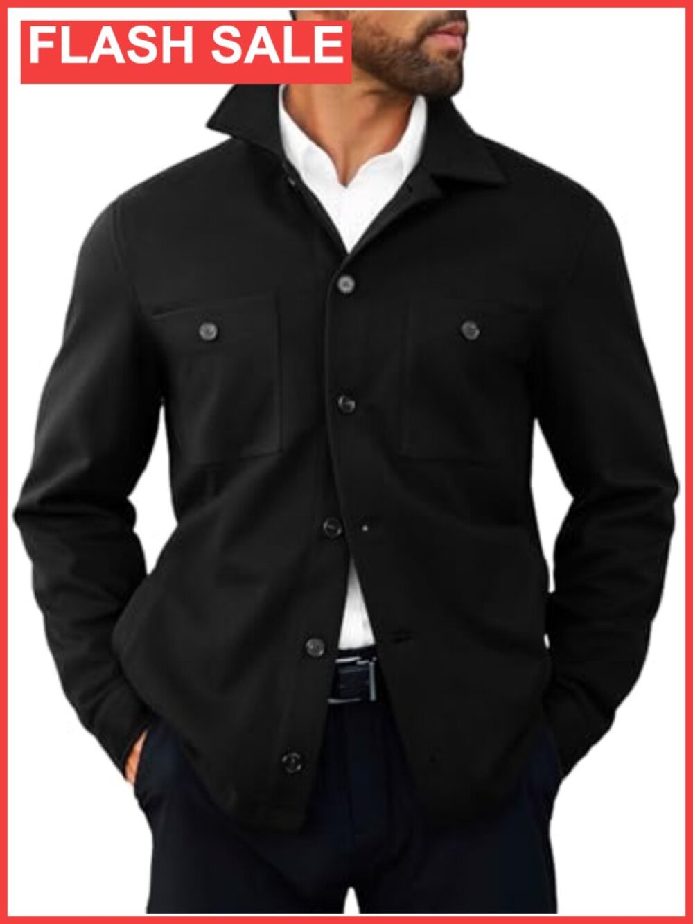 Men's Lightweight Casual Jacket, 100% Polyester Button Down Shirt Jacket